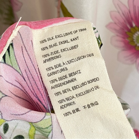 JOHNNY WAS white pink green floral print GALORE TASSEL TIE SILK PONCHO top - Picture 10 of 13